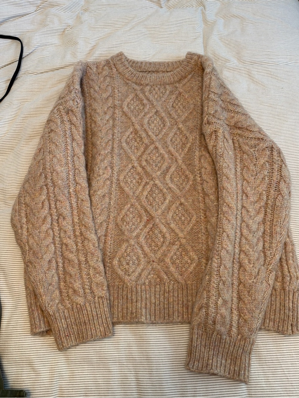 Daily Drills Cable Knit Crewneck in Brown Like New